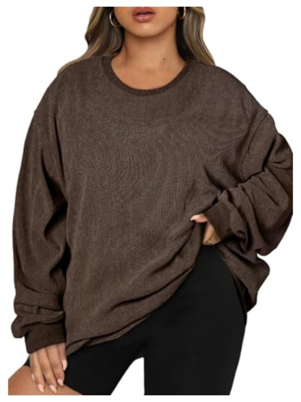 Plus Size Oversized Crew Neck Long Sleeve Sweatshirt Pullover